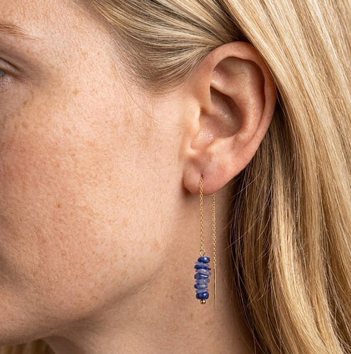 Boucles d'oreilles bleues chaine