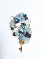 Collier signature aigue-marine clé (long)