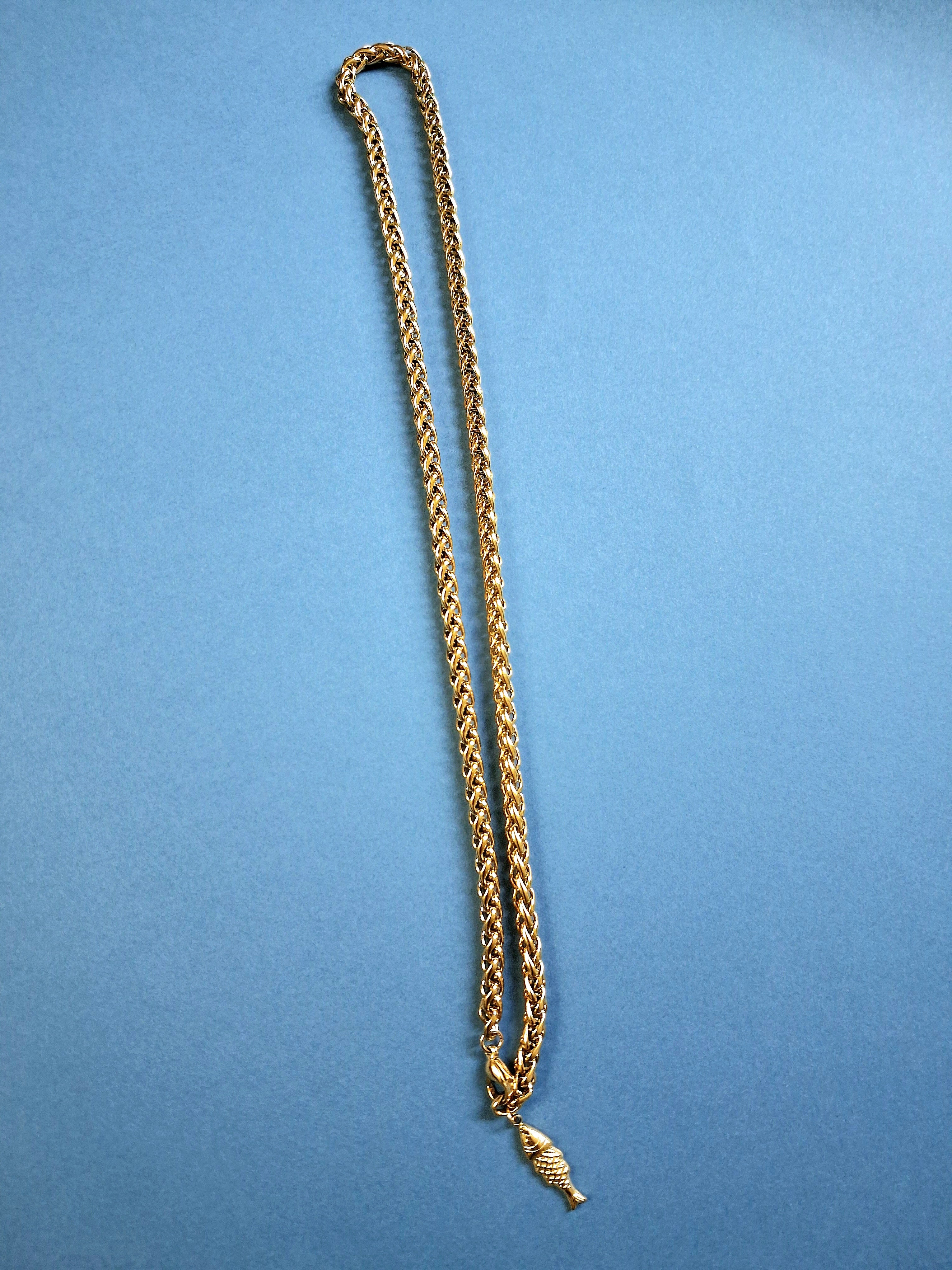 Collier chaîne palmier et poisson