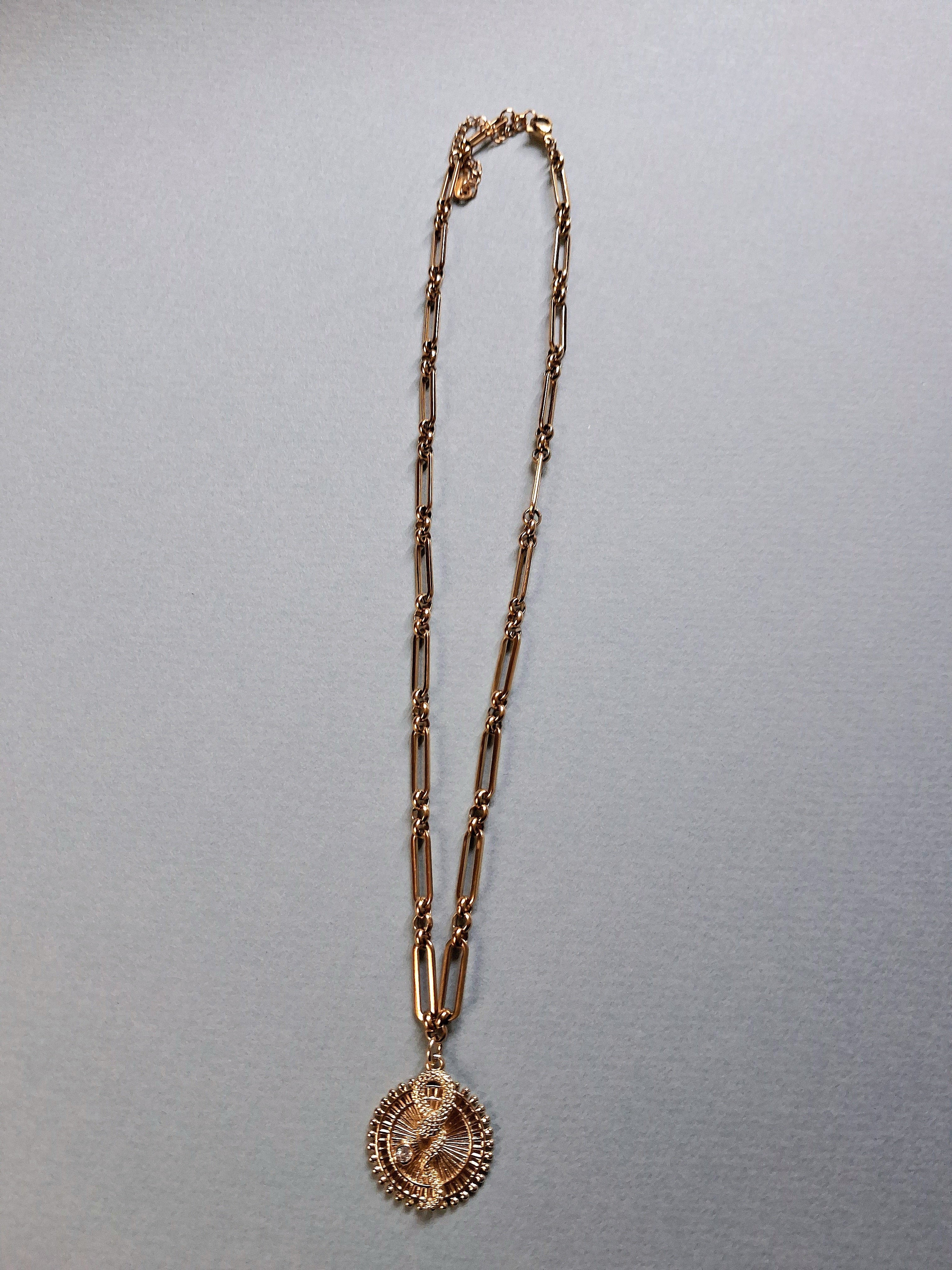 Collier maillon pendentif serpent