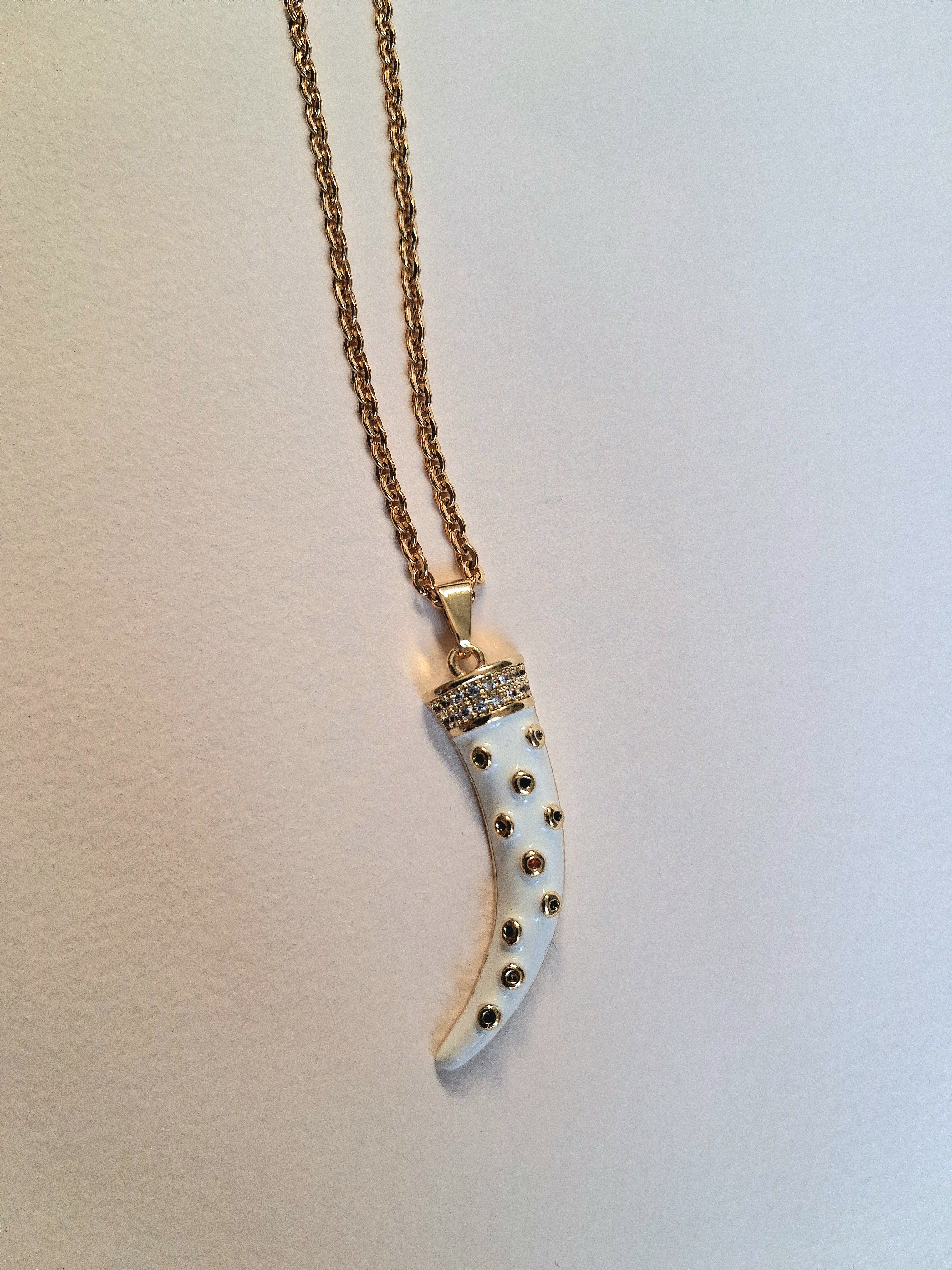 Collier maille forçat pendentif corne