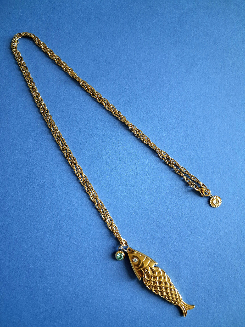 Collier maille corde pendentif poisson