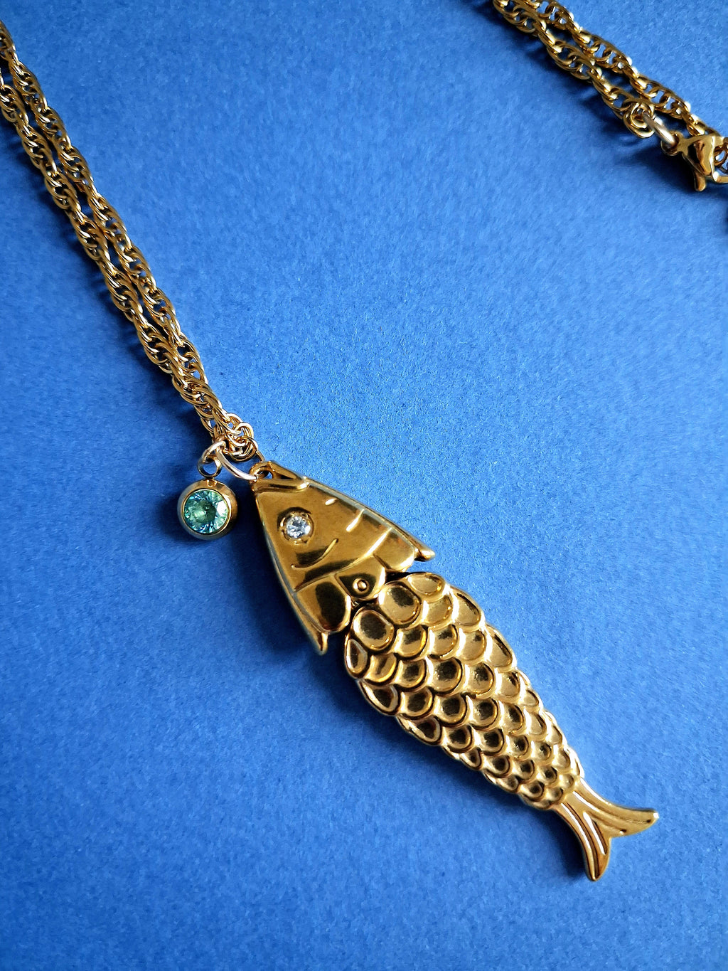 Collier maille corde pendentif poisson