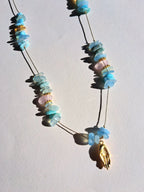 Collier signature aigue-marine