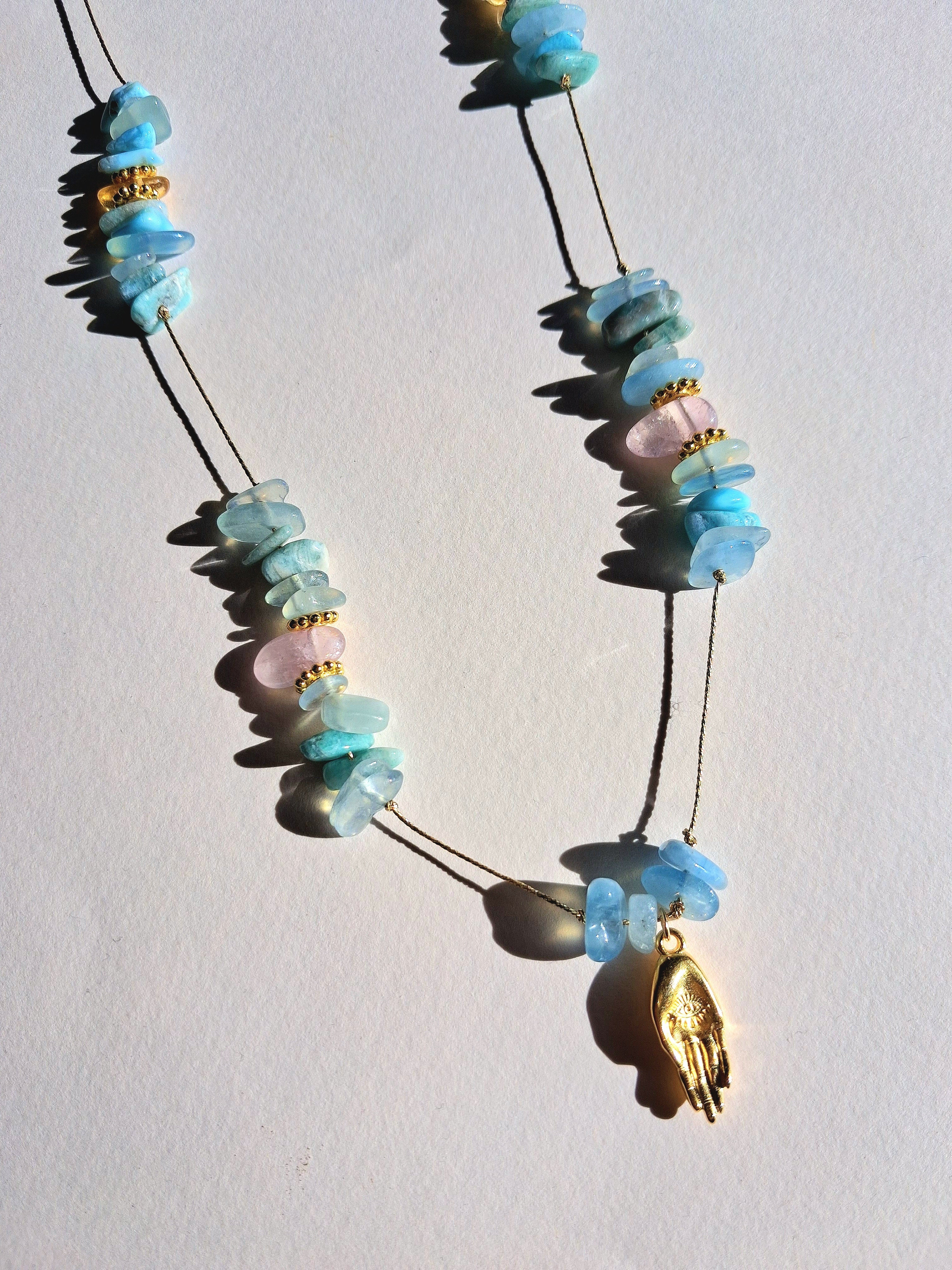 Collier signature aigue-marine