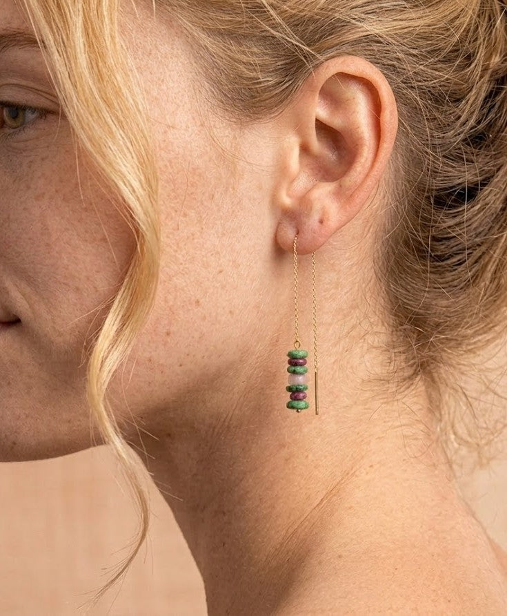 Boucles d'oreilles vertes chaine