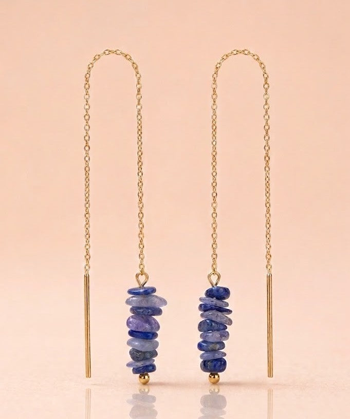 Boucles d'oreilles bleues chaine