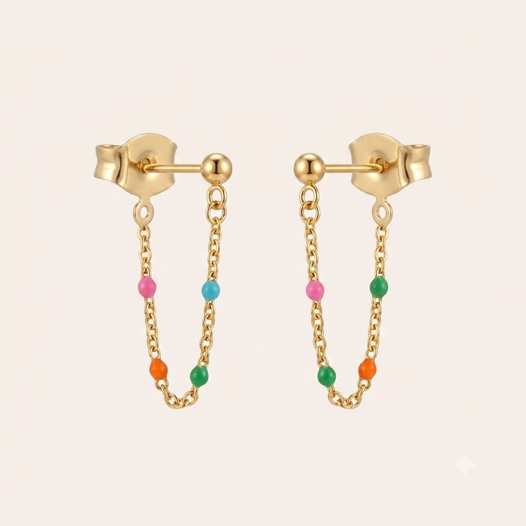 Boucles d'oreilles chainette multicolore