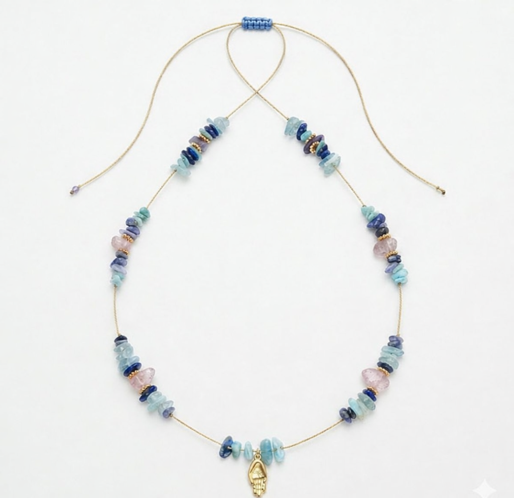 Collier signature Tanzanite/aigue marine