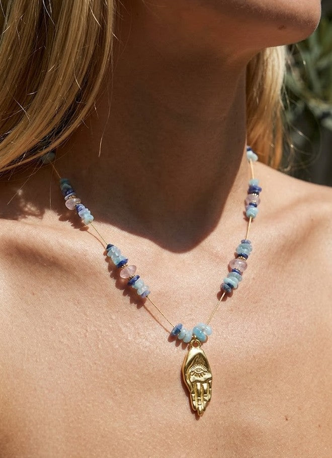 Collier signature Tanzanite/aigue marine