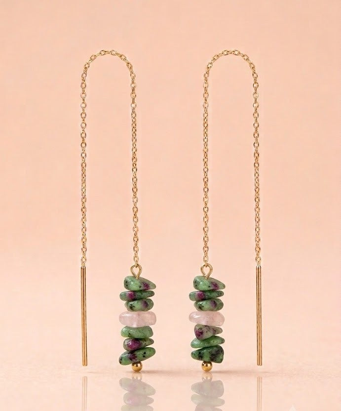 Boucles d'oreilles vertes chaine